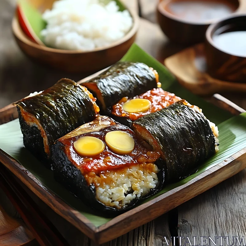 Delectable Sushi Dish with Seaweed and Rice AI Image