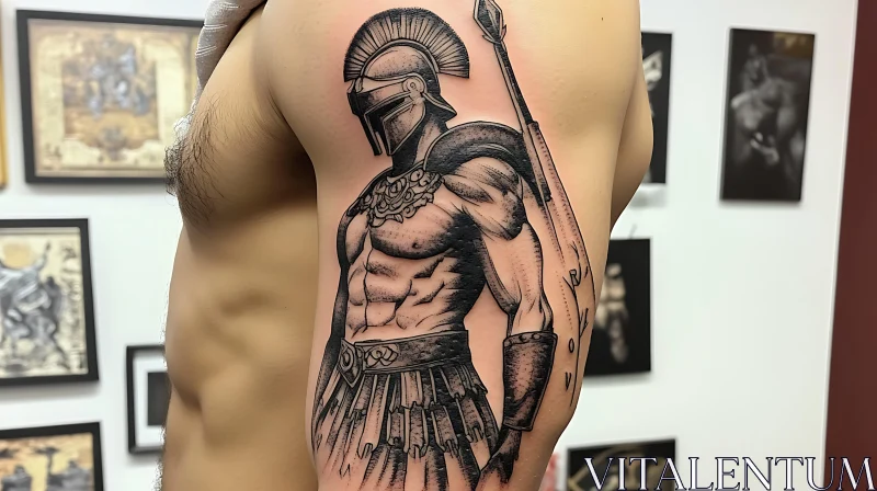 Roman Warrior Inked on Arm AI Image