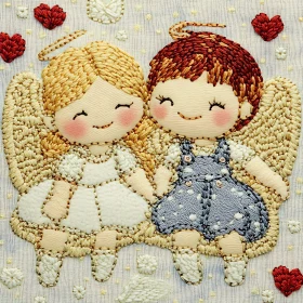 Angelic Companions Embroidery Art