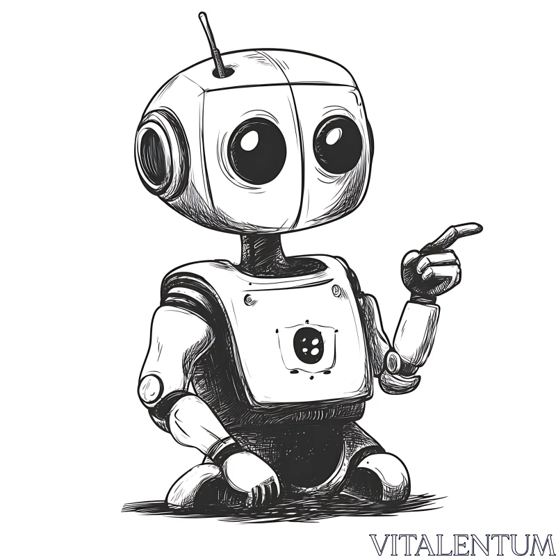 AI ART Monochrome Robot Cartoon