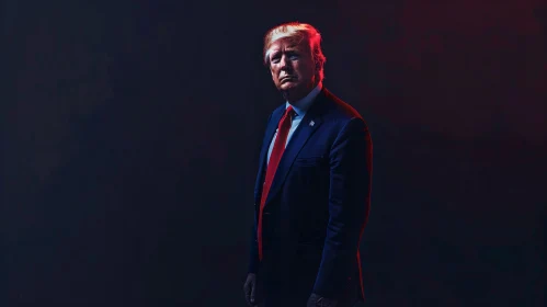 Portrait of Donald Trump in a Dark Background