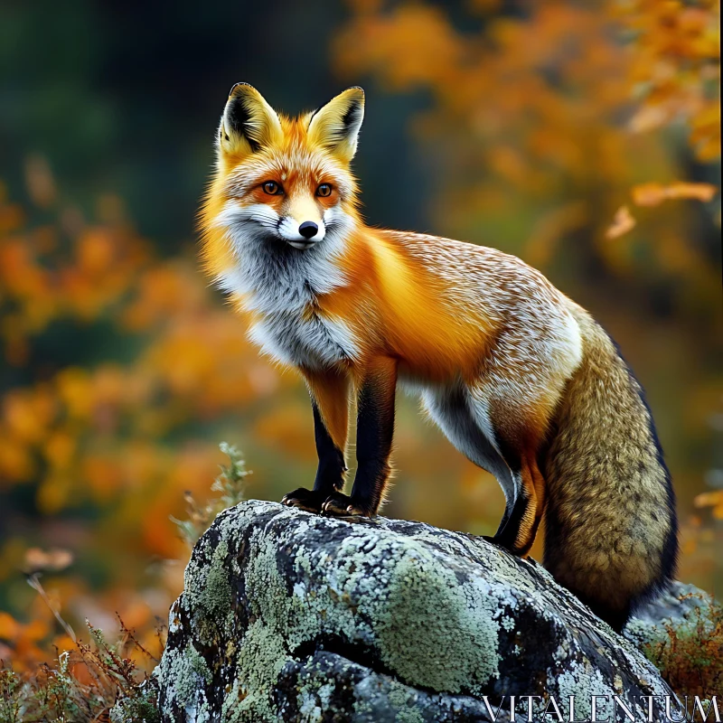 Fox in Autumn Forest AI Image