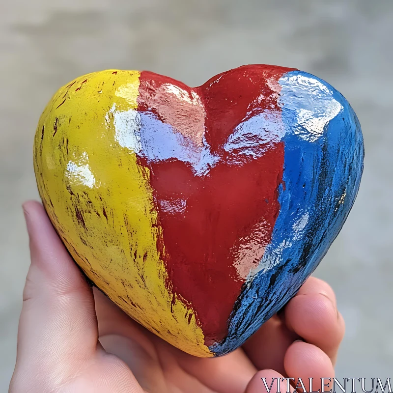 Vibrant Heart-Shaped Painted Art AI Image