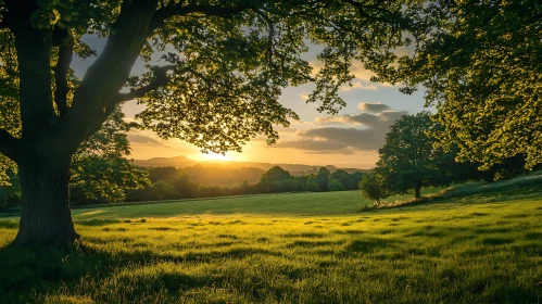 Tranquil Meadow at Sunset