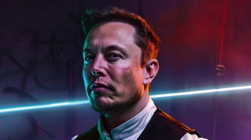 Futuristic Neon Portrait of Elon Musk