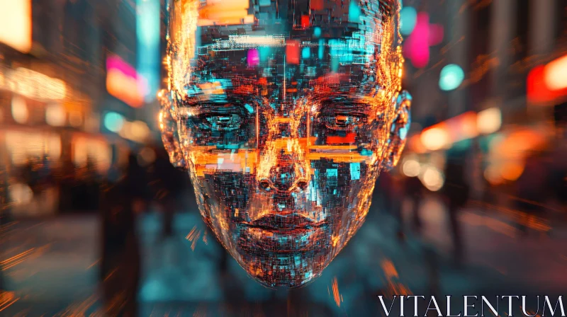 Urban Digital Cyborg Portrait AI Image