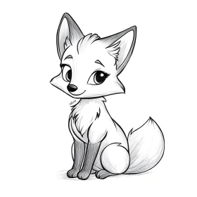 Whimsical Fox Portrait in Black and White