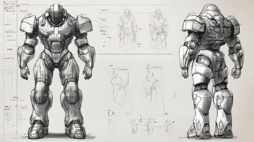 Technical Blueprint of Armored Robot