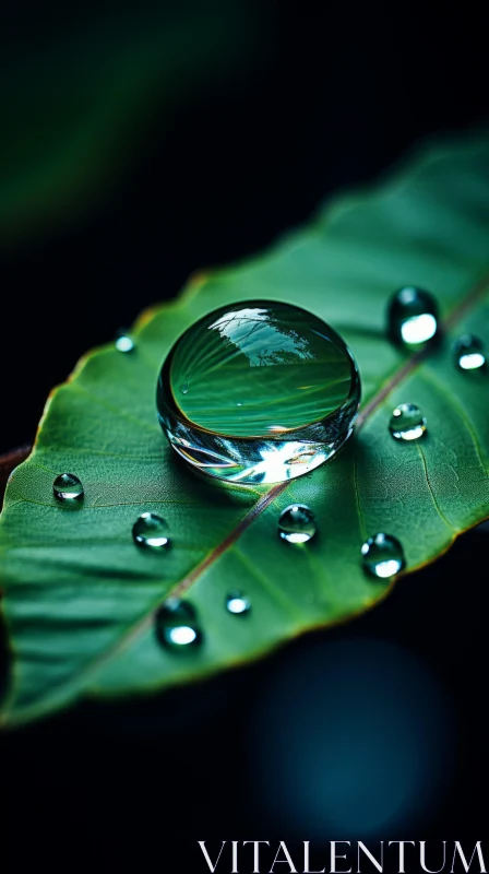 Enigmatic Tropics: A Water Drop on Leaf AI Image