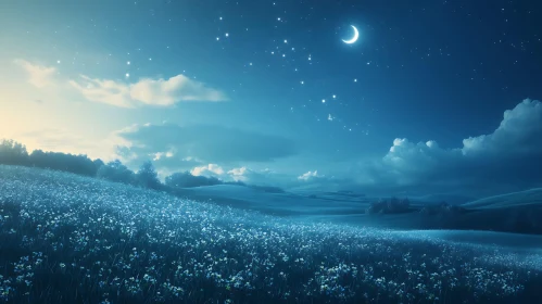 Moonlit Meadow: A Nighttime Floral Fantasy