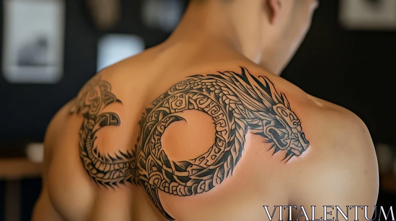 Tribal Dragon Shoulder Tattoo AI Image