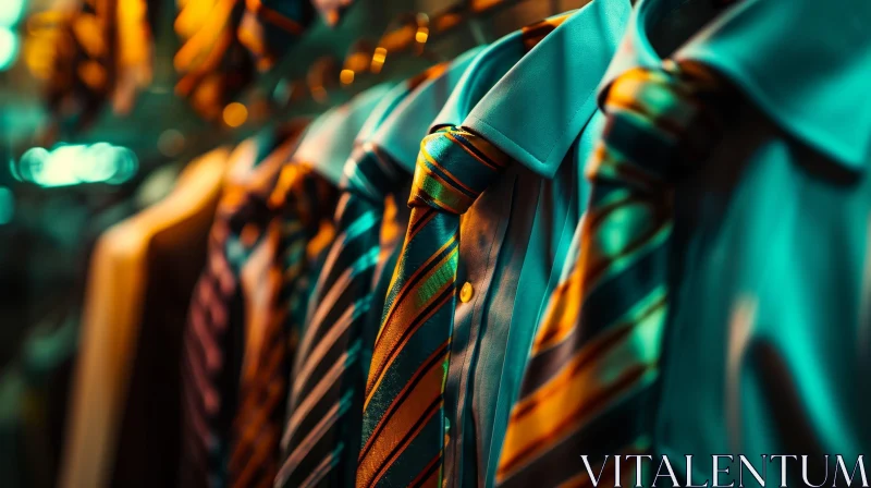 AI ART Fashion: Neatly Arranged Shirts and Ties in Store