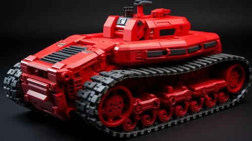 Futuristic Lego Tank in Monochromatic Red