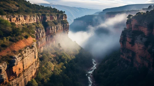 Mystical Canyon with Ethereal Mist - Captivating Australian Landscape
