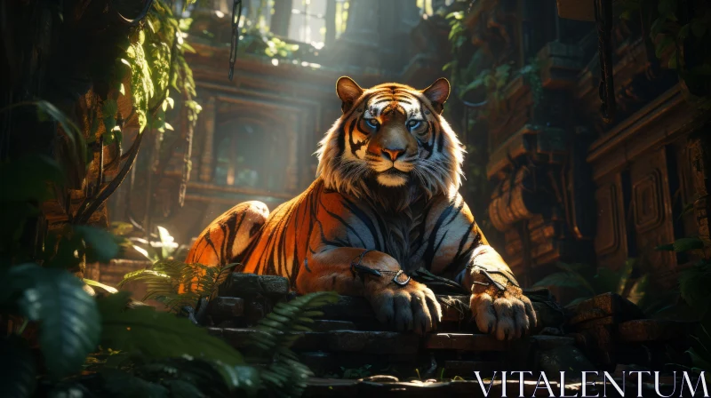 Stunning Tiger in Jungle - Gaming Fantasy Art AI Image