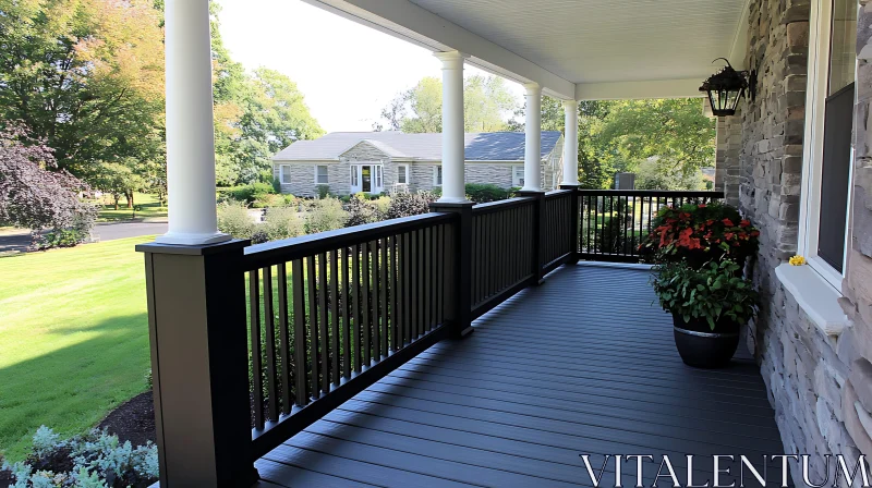 Charming House Porch with Stone Detail AI Image