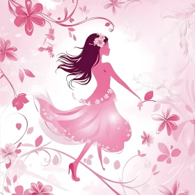 Pink Floral Silhouette