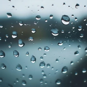 Raindrops on Window Pane in Soft Focus