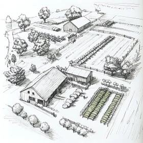 Farm Landscape Sketch