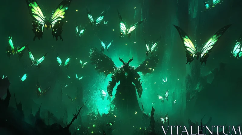 AI ART Enchanted Creature in Butterfly Swarm