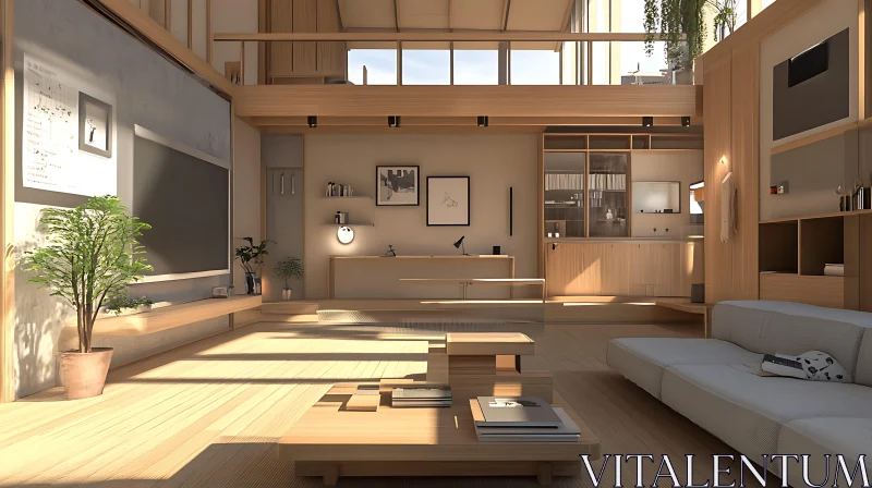 AI ART Modern Living Space with Sunlight