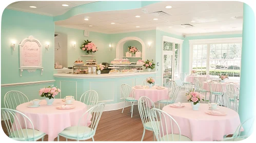 Charming Pastel Tea Room with Floral Decor