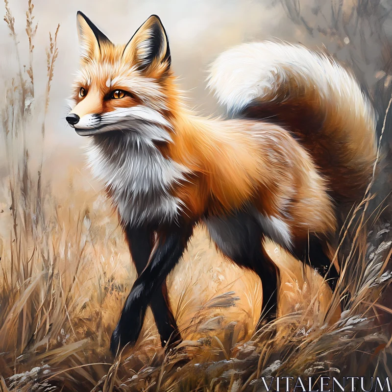 Fox Portrait in Natural Habitat AI Image