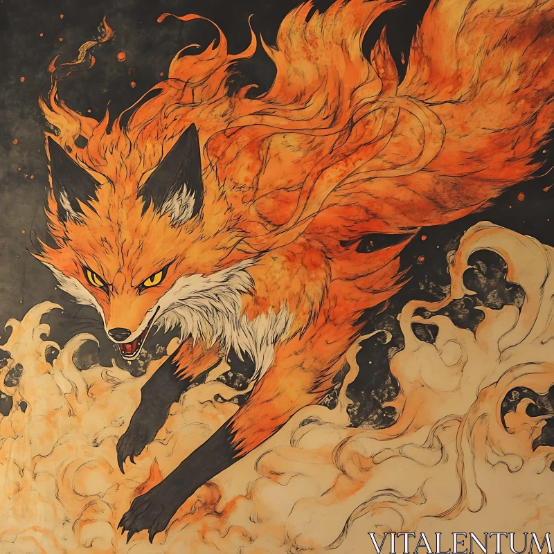 Fox wreathed in Fire AI Image