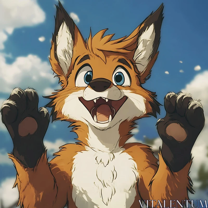 Animated Fox Waving Hello AI Image