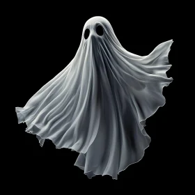 Minimalist Ghost Apparition on Black Background