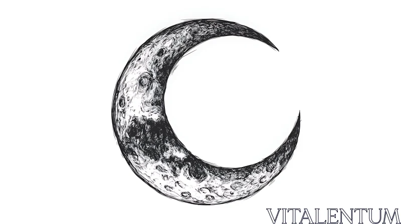 Monochrome Crescent Moon Abstract Art AI Image