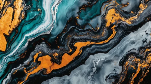 Teal and Orange Abstract Art