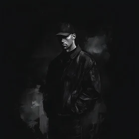 Dark Portrait of a Man with Cap