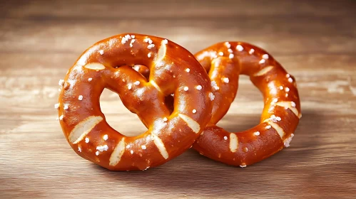 Salted Pretzels on Rustic Wooden Surface