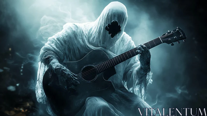 AI ART Ethereal Guitarist: Spectral Performance Art