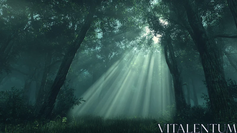 AI ART Mystical Forest with Serene Sunlight