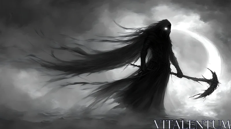 AI ART Monochrome Reaper of Souls Artwork