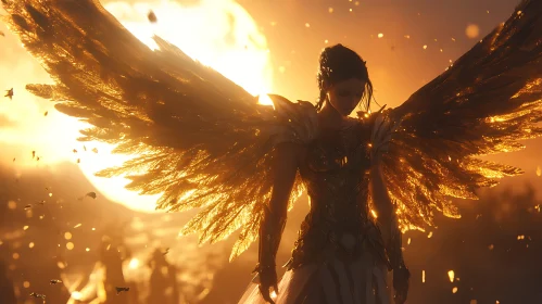 Celestial Angel in Golden Light