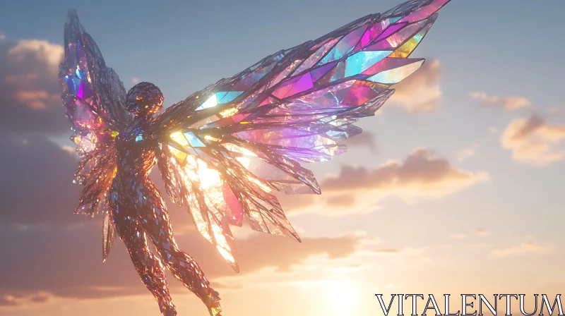 Crystalline Angel in Flight AI Image