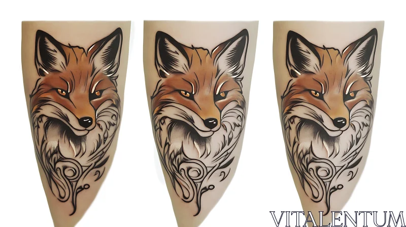 Stylized Fox Art Trio AI Image