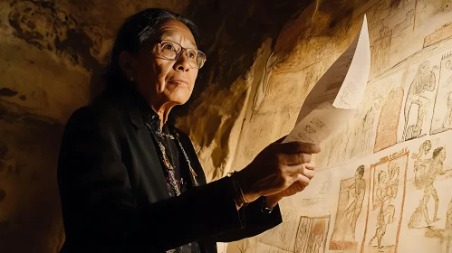 Scholar Analyzing Prehistoric Cave Art