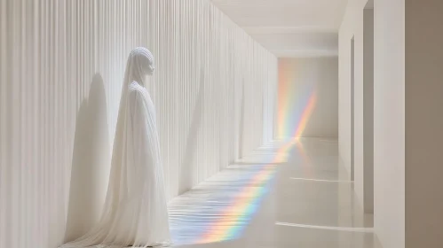 White Hallway with Rainbow Light