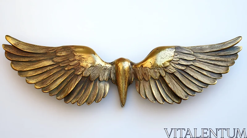 AI ART Ornate Golden Wings Sculpture Display