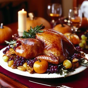Roasted Turkey with Grapes and Pumpkin
