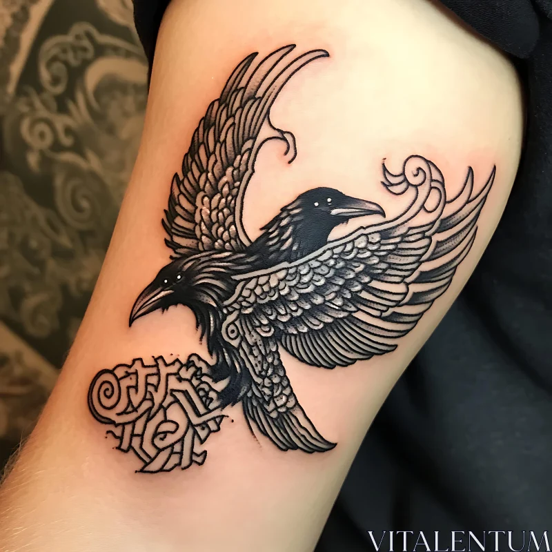 Intricate Raven Tattoo Design AI Image