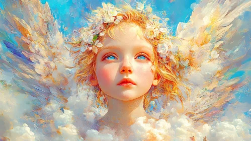 Angelic Child Portrait with Floral Crown