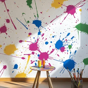 Abstract Splatter Art on Wall