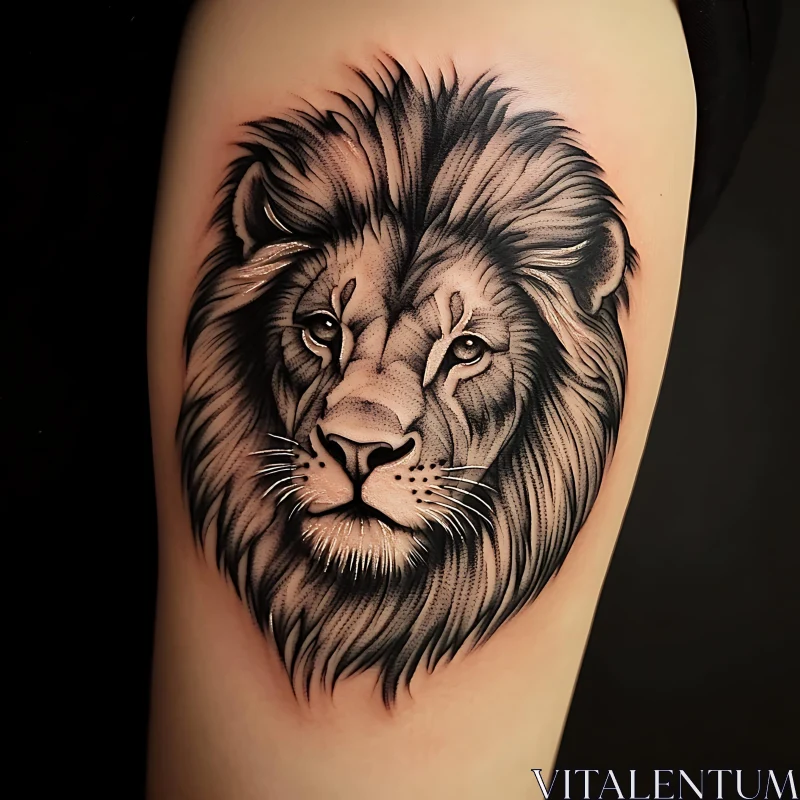 Realistic Lion Face Tattoo AI Image