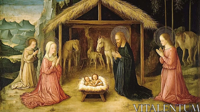 The Holy Nativity Scene AI Image