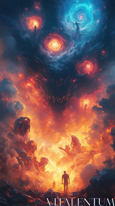 AI ART Fiery Sky with Menacing Face